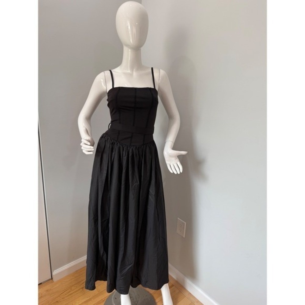 Commense Black Midi Dress Sleeveless Fit and Flare Party Cocktail Dress S - Picture 2 of 7